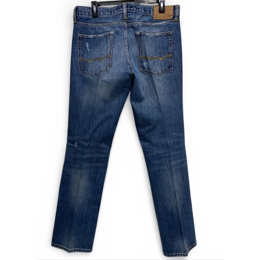 American Eagle Outfitters Men’s Original Straight Jeans 32x32 Distressed Blue - Picture 2 of 15